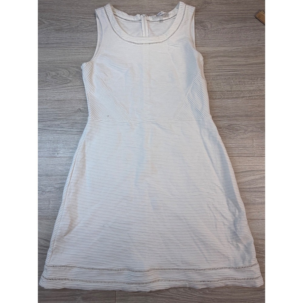 Brooks Brothers White Textured Cotton Sleeveless Ladder Stitch Dress Size 12